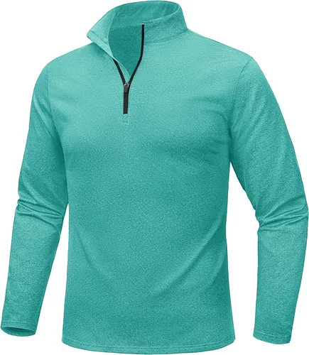 Vista 49 de MAGCOMSEN Sudadera de golf de manga larga con forro polar para hombre, con cremallera de 1/4, térmica, para correr
