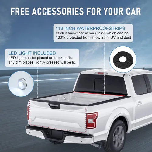 Vista 4 de JDMSPEED Cubierta tonneau suave enrollable para caja de camioneta compatible con Toyota Tacoma 2016-2022, accesorios de cubierta Tonneau de 5 pies