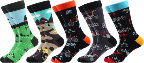 Vista 15 de WeciBor - 12 pares de calcetines de algodón peinado para hombre con diseños divertidos y locos, tamaño 7-10/10-13/13-15 Negro/Azul/Verde/Multicolor