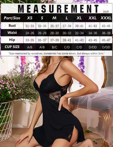Vista 6 de Avidlove - Camisón para dormir tipo babydoll de lencería con encaje para mujer