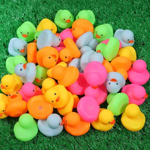 Vista 7 de Paquete de 50 mini patos de goma multicolor de juguete de baño de patos pequeños