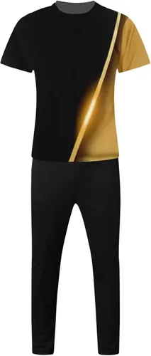 Vista 2 de Conjunto casual de 2 piezas para hombre, camisa polo de manga corta y pantalón, conjunto deportivo de playa y verano, elegante traje deportivo