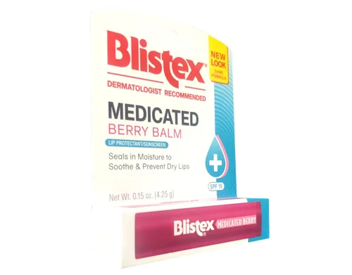 Vista 4 de Blistex Bálsamo labial de bayas medicadas, paquete de 3