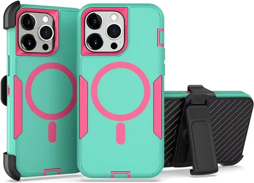 Vista 18 de Funda diseñada para iPhone 16 Pro, magnética, doble protección, resistente y duradera, compatible con MagSafe, clip trasero desmontable, a prueba