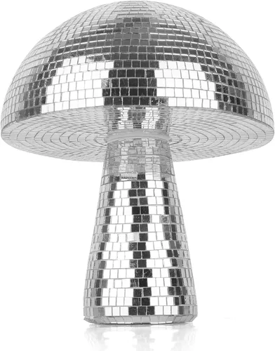 Vista 8 de Bola de discoteca creativa de hongo para fiesta, decoración de mesa, espejo retro hecho a mano, bola de discoteca en forma de hongo, decoración
