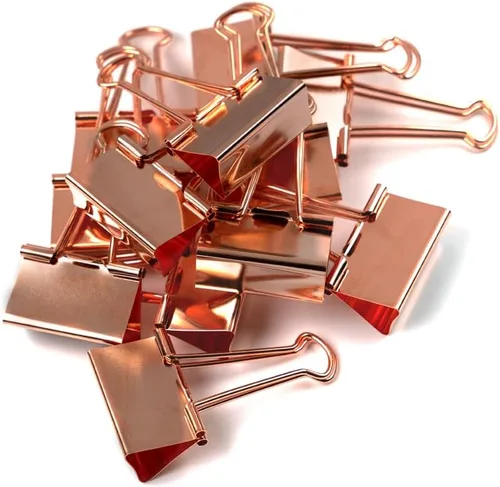 Vista 6 de JAM PAPER Clips de Carpeta Coloridos - Grandes - 1 1/2 Pulgadas (41 mm) - Clips de Carpeta Dorado Rosa - Paquete de 12 Oro Rosa