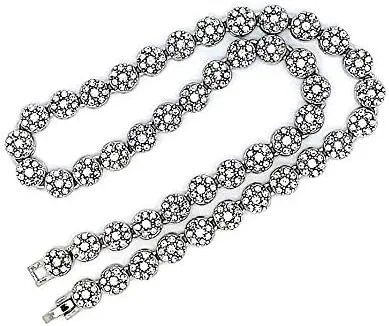 Vista 2 de Pyramid Jewelers - Juego de collar de cadena de cadena de tenis con cadena de 1 hilera de eslabones cubanos de Miami