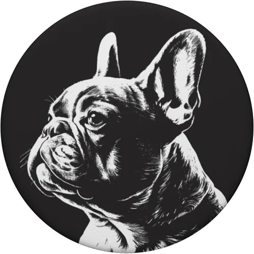 Vista 3 de PopSockets de dibujo francés Bulldog francés intercambiable PopGrip