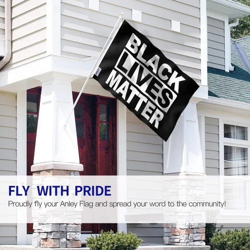 Vista 2 de ANLEY Fly Breeze - Bandera Black Lives Matter de 3 x 5 pies, color vivo y a prueba de decoloración, cabecera de lona y doble costura, banderas BLM