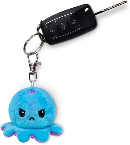Vista 3 de TeeTurtle - Llavero de peluche (pulpo azul enojado)