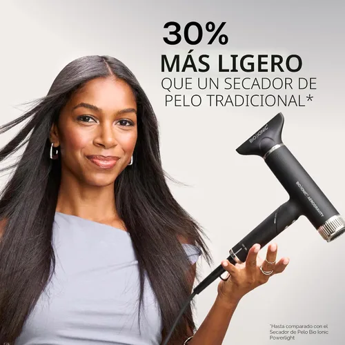 Vista 8 de Bio Ionic AeroGravity - Secador de pelo Featherlight, mango plegable, reduce el encrespamiento y la estática, compacto, ultra ligero, doble voltaje