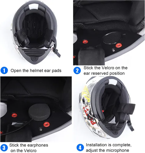 Vista 5 de EJEAS Casco de motocicleta E1+ Bluetooth 5.1, manos libres, sistema de comunicación Bluetooth con función de reducción de ruido CVC/efecto de sonido