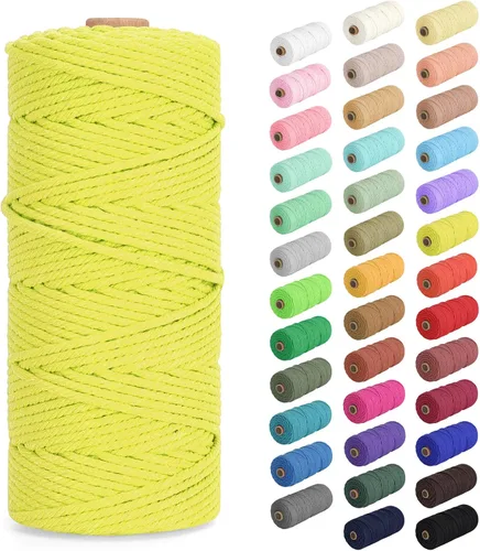 Vista 69 de Cuerda de macramé de 0.079 in x 220 yardas (656 pies), cuerda de algodón natural para colgar en la pared, ganchos de plantas, manualidades Verde