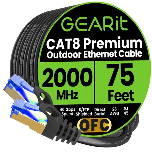 Vista 12 de GEARit - Cable Ethernet Cat8 de 25 pies, color negro, Cat 8, 40 Gbps, 2000
