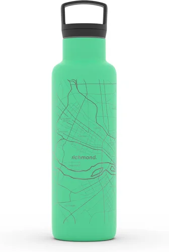 Vista 138 de Well Told Botella de agua aislada con mapa de Washington DC grabado, botella de acero inoxidable grabada (21 onzas, blanco) botella aislada de mapa