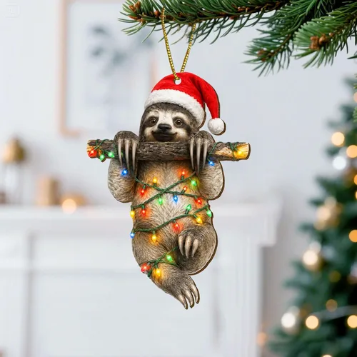 Vista 15 de Adornos de árbol de Navidad colgantes de conejo lindo con impresión en dos lados, madera, recuerdo para mujeres, hombres y amigos, adornos de árbol