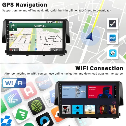 Vista 6 de Radio estéreo para coche Android 13 para Honda Civic 2016 2017 2018 2019 2020 con CarPlay inalámbrico Android Auto Mirror Link 2G+64G con Bluetooth