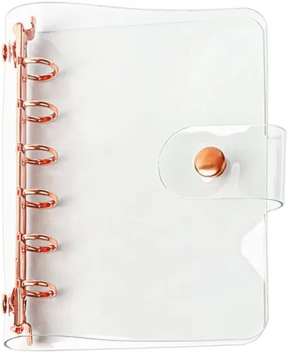 Vista 10 de Personal - Funda de PVC transparente A5, funda de PVC suave y transparente para cuaderno, 6 anillos, protector de 6 anillos con cierre de botón a