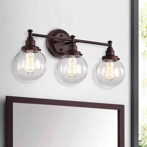 Vista 8 de Chloe Lighting Milo - Accesorio de tocador de baño de bronce aceitado de 3 luces de transición de 24 pulgadas de ancho