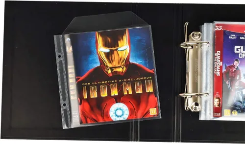 Vista 5 de Tarifold Fundas para carpetas de almacenamiento Blu-Ray, 2 agujeros de anillo, solapa segura, paquete de 50 Reinforced 2-Ring Binder Holes, Holds