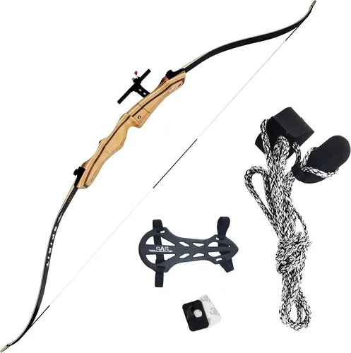 Vista 2 de SAS Spirit Jr - Arco recurvo de madera para principiantes y jóvenes, 54 pulgadas Negro