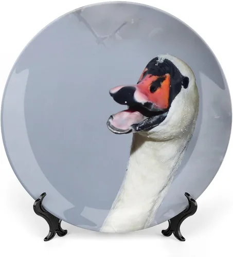 Vista 15 de Plato decorativo para colgar en la pared, plato de cerámica de ñu azul animal, platos divertidos para cena, plato decorativo de mesa, plato