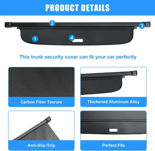 Vista 72 de AUXKO - Cubierta de carga retráctil para Lincoln MKX 2018-2016, cubierta de equipaje de maletero con protección de sombra para Lincoln Nautilus