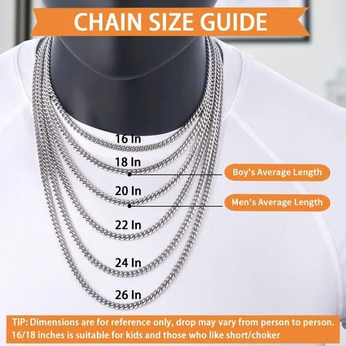 Vista 3 de Jewlpire 5MM Silver ChainBlack ChainGold Chain for Men Boys, 18k Real Gold Plated Miami Mens Cuban Link Chain Necklace, Mens Chain Necklaces