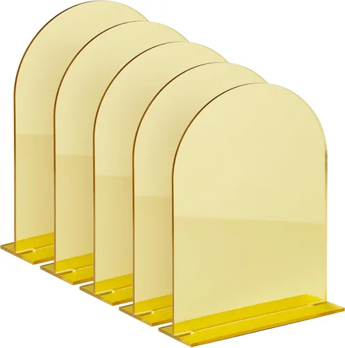 Vista 10 de Letrero acrílico negro de arco de 4x6 pulgadas con soporte Juego de 10 letreros acrílicos arqueados en blanco con base para números de mesa