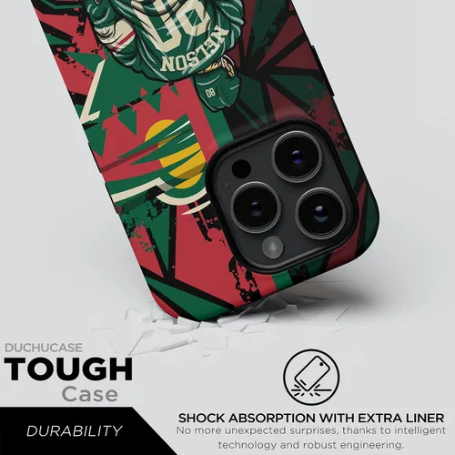 Vista 5 de Funda protectora personalizada con nombre y número de jugador de arte de hockey sobre hielo, compatible con iPhone 16, 15, 14, 12, 13, 11 X, XR, XS