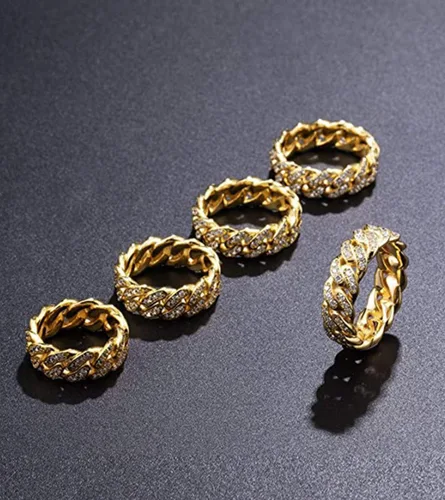 Vista 2 de Tanyoyo Anillos de cadena de eslabones cubanos de banda ancha de 0.276 in para mujeres y niñas, regalo del día de la madre