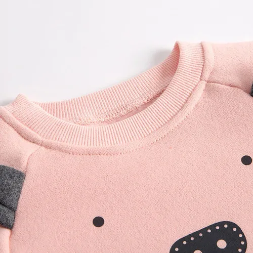 Vista 7 de TBUIALL Conjunto de sudadera de manga larga con diseño de animales de dibujos animados, blusa, pantalones cálidos, para niños y niñas