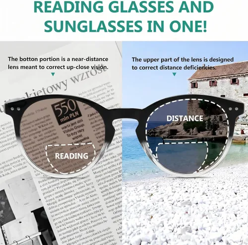 Vista 5 de Eyekepper Gafas de sol bifocales redondas con bisagras de resorte estilo agujero clave lectura bajo el sol lectores de lentes tintadas