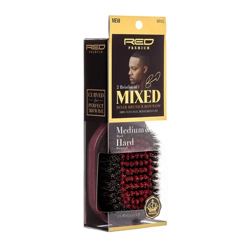 Vista 5 de Rojo Premium 2 cerdas en 1 cuerpo mixto Club Boar Brush X BowWow (medio y duro)