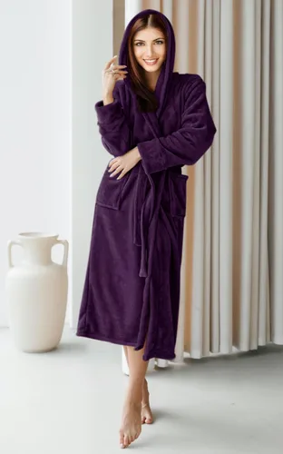 Vista 5 de NY Threads Bata larga de felpa con capucha para mujer