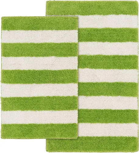 Vista 18 de Garland Rug Juego de 2 alfombras de baño lavables a rayas de playa, antideslizantes, suaves y absorbentes, de secado rápido, lavables a máquina