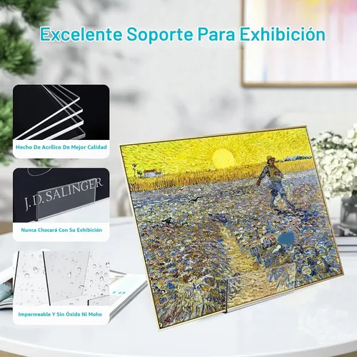 Vista 5 de Boloyo Soporte de Libro de Acrílico con Ala, 4 piezas, soporte de caballete de acrílico transparente de 4 pulgadas, soporte de exhibición