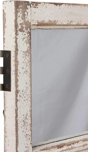 Vista 5 de Espejo de Ventana con Marco de Madera Estilo Granja 14" x 33", Espejos de Ventana Rústicos Blancos Desgastados para Colgar Verticalmente