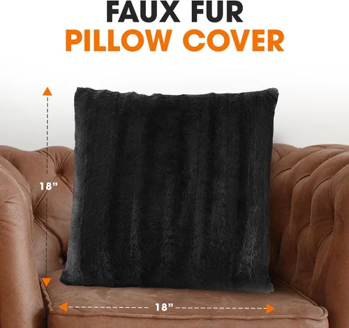 Vista 3 de Cheer Collection Funda de Almohada Decorativa de Piel Sintética 18x18 pulgadas– Funda de Almohada de Acento Decorativa Suave para Sofá o Cama, Funda