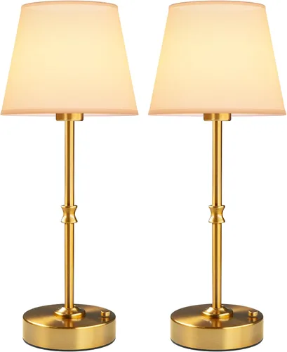 Vista 14 de EppieBasic Lámpara de mesa inalámbrica recargable: carga rápida y larga duración, luz cálida de 2700 K, pequeñas lámparas doradas vintage, comedor