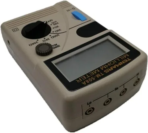 Vista 3 de Medidor de milliohmios, amplio rango de medición de 1 milliohm a 20k ohmios en seis pasos conmutables