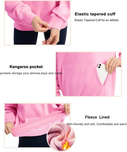 Vista 5 de THE GYM PEOPLE Sudadera con capucha de gran tamaño para mujer, ajuste holgado, forro polar suave, con bolsillos
