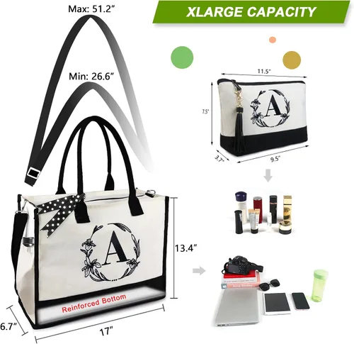Vista 2 de BeeGreen Bolsa personalizada para mujeres, mamá, profesora, amigas, hermana, bolsas de regalo con bolsa de Comestic