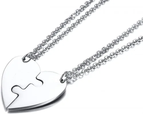 Vista 7 de Juego de 2 piezas de collar de acero inoxidable dorado en forma de corazón, collar negro para pareja, collar para él y ella, collares a juego