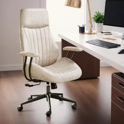 Vista 19 de HOOOWOOO Silla de Oficina Ergonómica, Silla de Escritorio Moderna de Computadora de Media Siglo, Silla Ejecutiva Cómoda con Asiento Extra Ancho