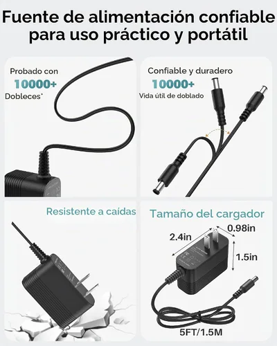Vista 5 de Cable de alimentación DC 9V Reemplazo universal con 10 conectores