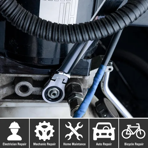 Vista 5 de DURATECH Llave de trinquete extralarga de cabeza flexible 8 * 9 mm, métrica, acero CR-V
