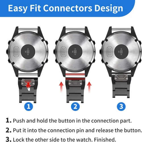 Vista 8 de for Garmin Fenix 8 51mm/7X/6X/5X Plus Band, 26mm Titanium Metal Quick Release Easy Fit Watch Bands with Double Button Clasp for GarminEnduro 2