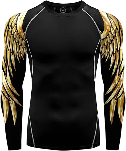 Vista 2 de color cosplayer Camiseta de compresión de manga larga para hombre, protección solar UPF 50+
