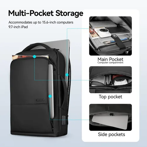 Vista 2 de Mochila para pequeñas empresas, inteligente 3 en 1 para laptop para hombres y mujeres, se adapta a laptop 15.6 con puerto USB, bolsa de viaje